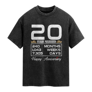 Vintage 20th Wedding Anniversary Washed Cotton T-Shirt Twenty Years Married Gift
