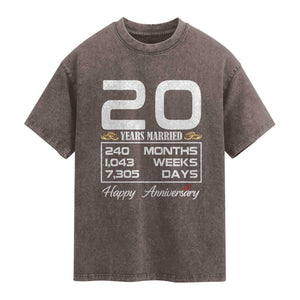 Vintage 20th Wedding Anniversary Washed Cotton T-Shirt Twenty Years Married Gift