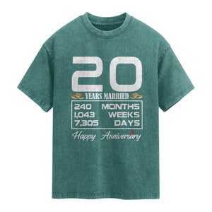 Vintage 20th Wedding Anniversary Washed Cotton T-Shirt Twenty Years Married Gift