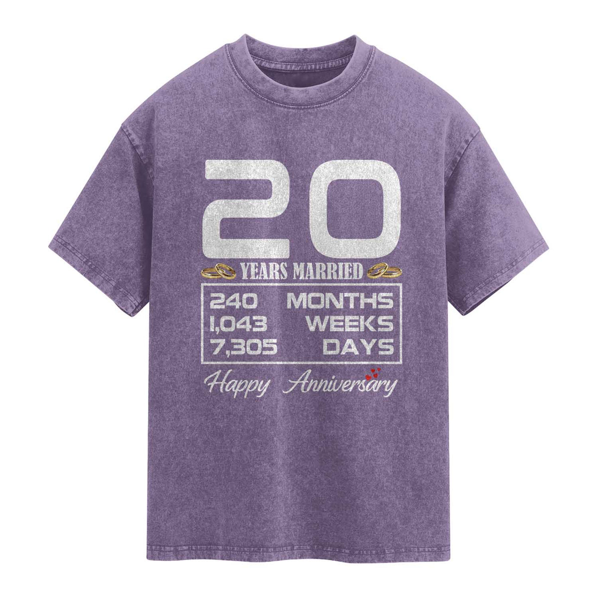 Vintage 20th Wedding Anniversary Washed Cotton T-Shirt Twenty Years Married Gift