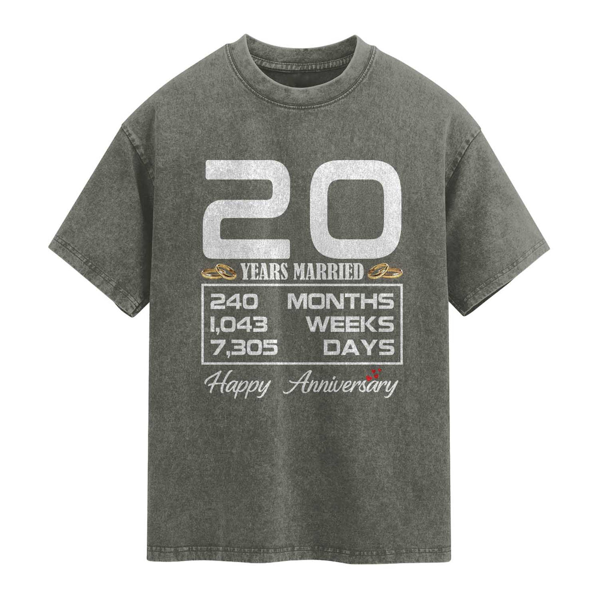 Vintage 20th Wedding Anniversary Washed Cotton T-Shirt Twenty Years Married Gift