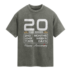 Vintage 20th Wedding Anniversary Washed Cotton T-Shirt Twenty Years Married Gift