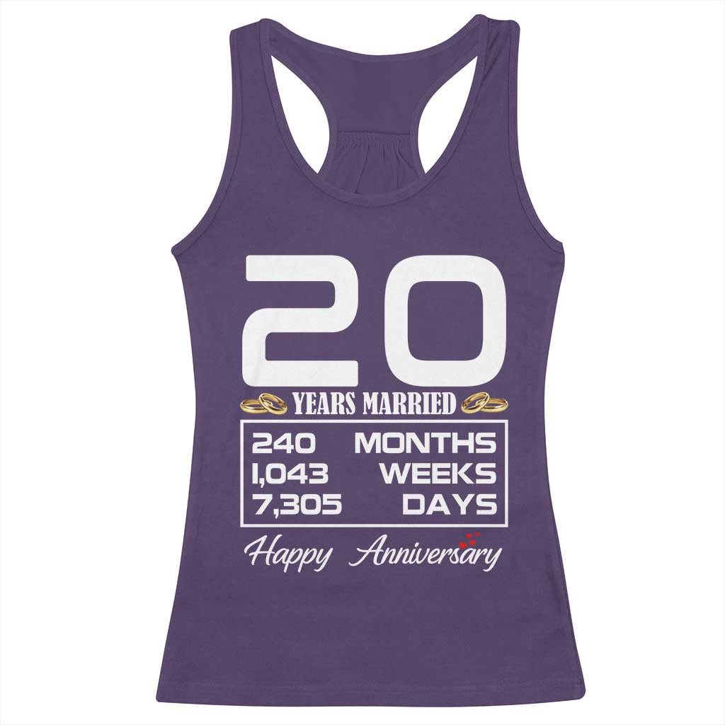Vintage 20th Wedding Anniversary Racerback Tank Top Twenty Years Married Gift