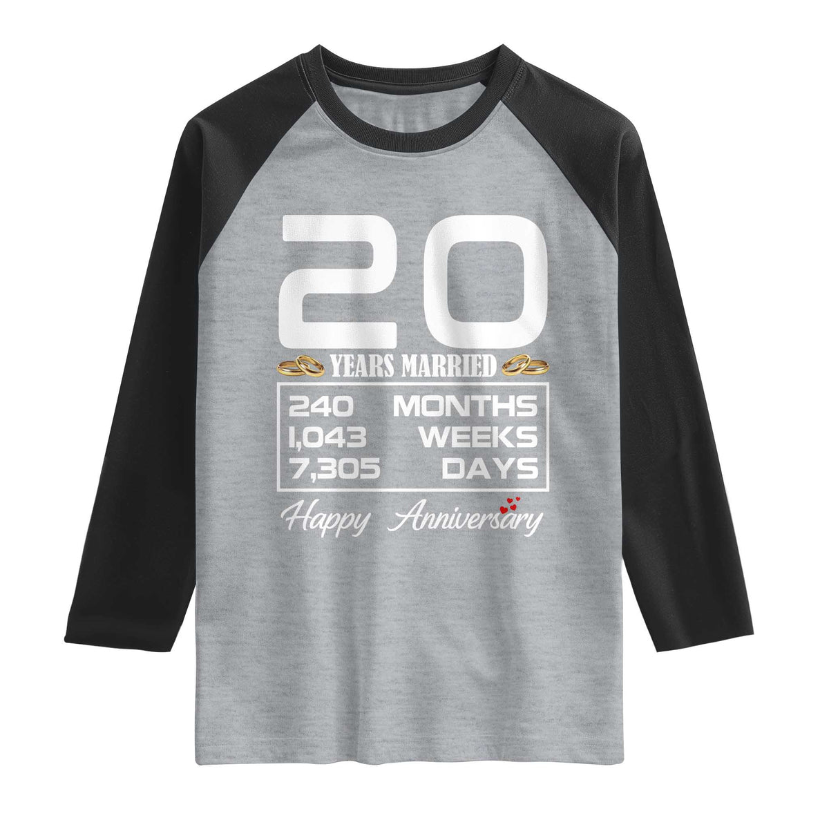Vintage 20th Wedding Anniversary Raglan Shirt Twenty Years Married Gift