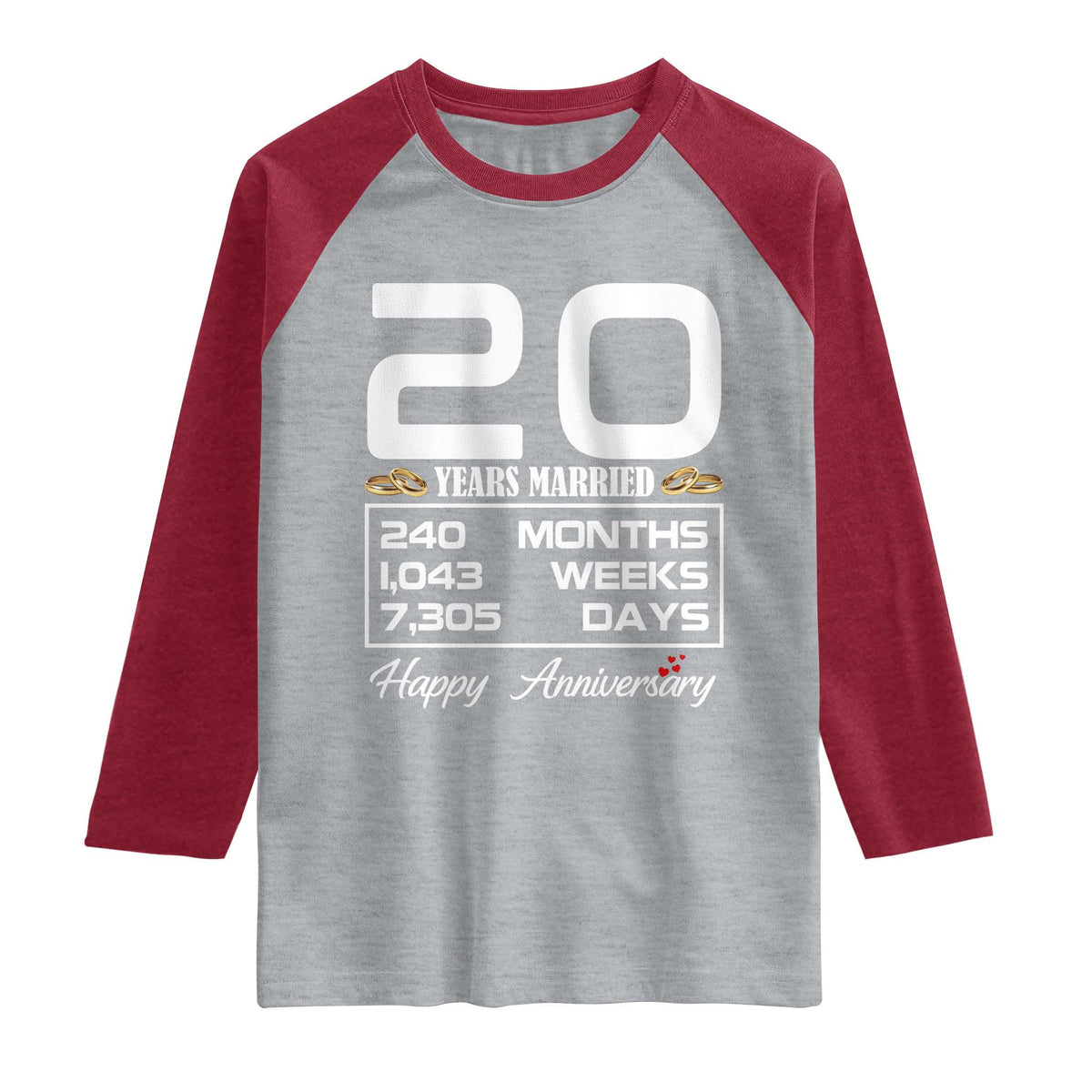 Vintage 20th Wedding Anniversary Raglan Shirt Twenty Years Married Gift
