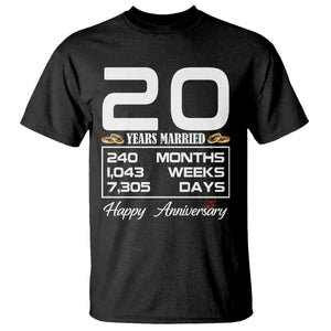 Vintage 20th Wedding Anniversary T Shirt Twenty Years Married Gift