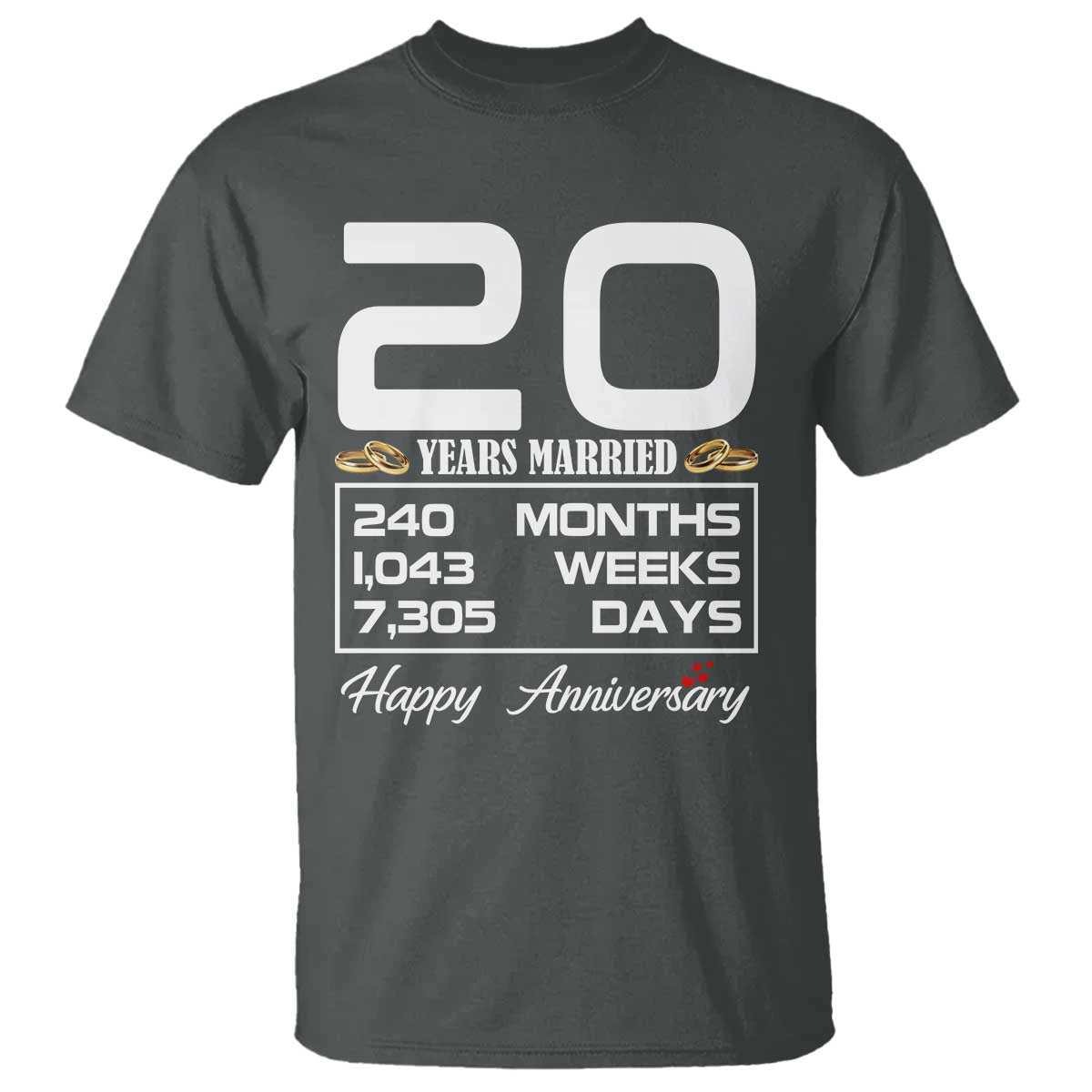 Vintage 20th Wedding Anniversary T Shirt Twenty Years Married Gift