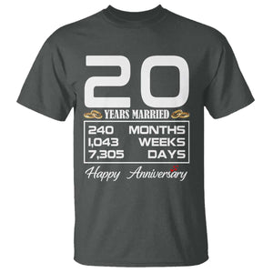 Vintage 20th Wedding Anniversary T Shirt Twenty Years Married Gift