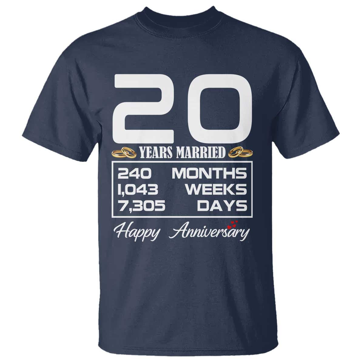 Vintage 20th Wedding Anniversary T Shirt Twenty Years Married Gift