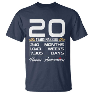 Vintage 20th Wedding Anniversary T Shirt Twenty Years Married Gift