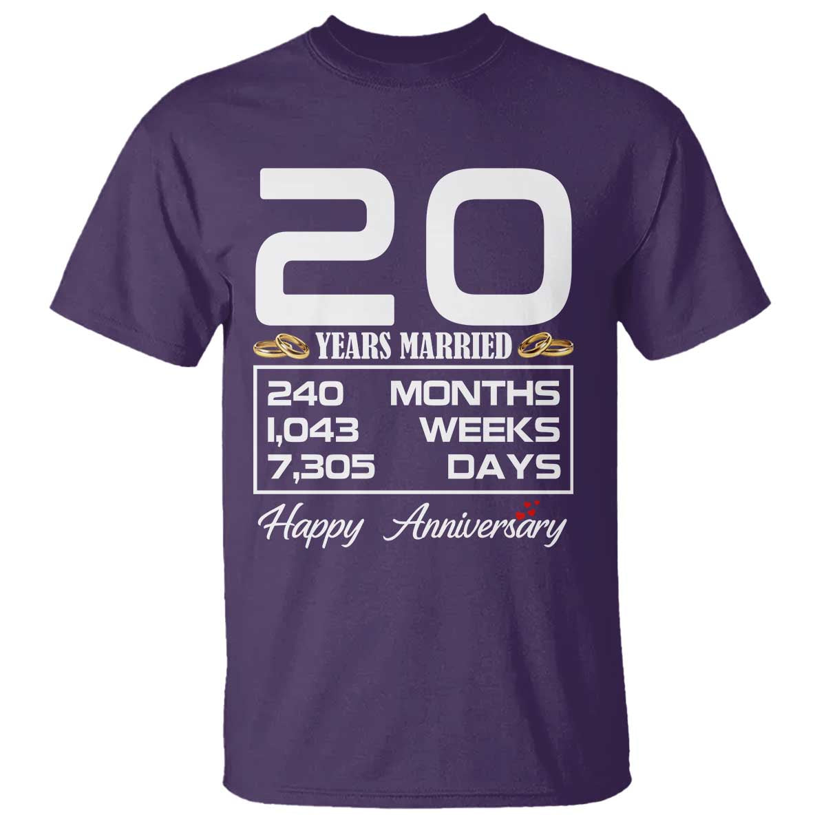 Vintage 20th Wedding Anniversary T Shirt Twenty Years Married Gift