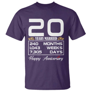 Vintage 20th Wedding Anniversary T Shirt Twenty Years Married Gift