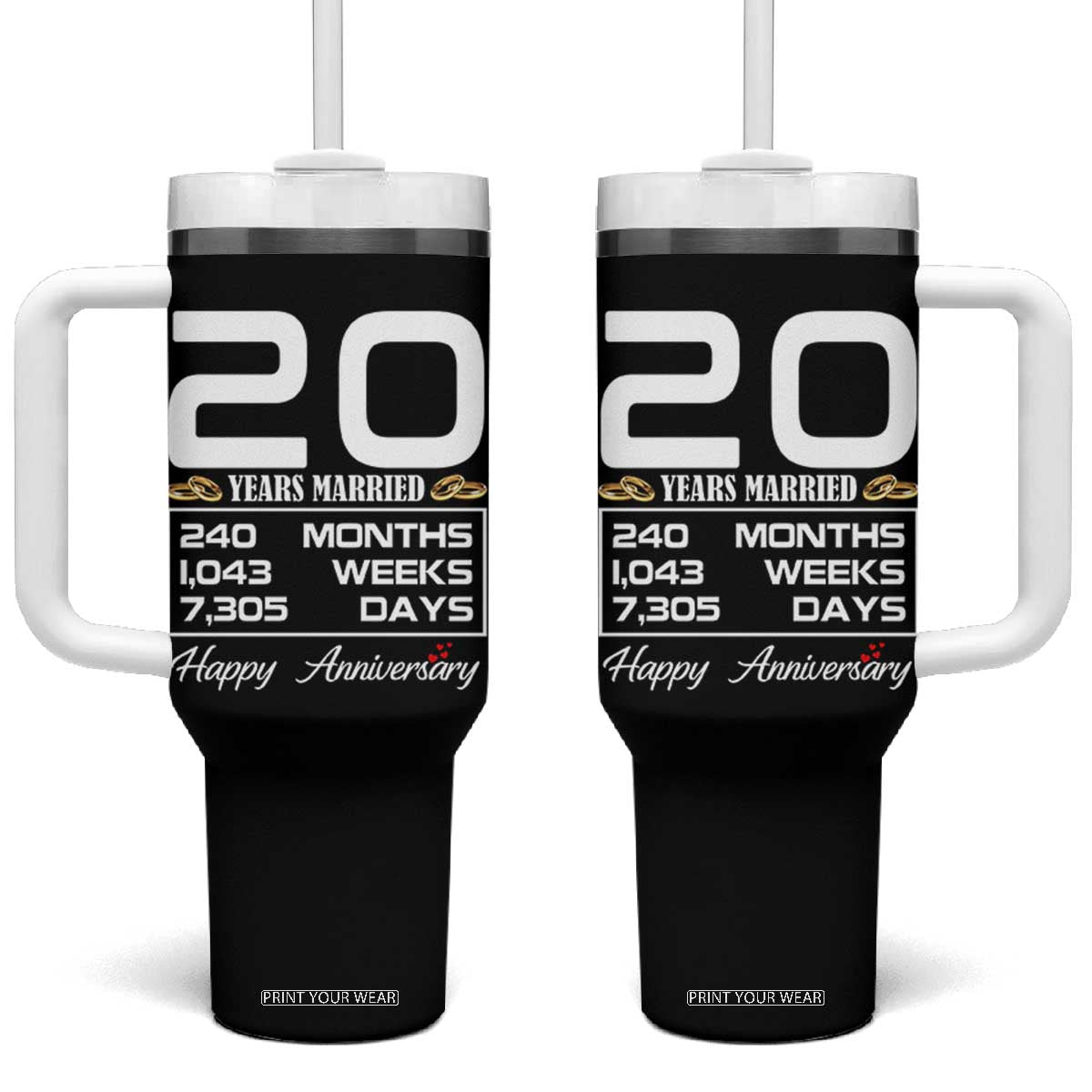 Vintage 20th Wedding Anniversary Tumbler With Handle Twenty Years Married Gift