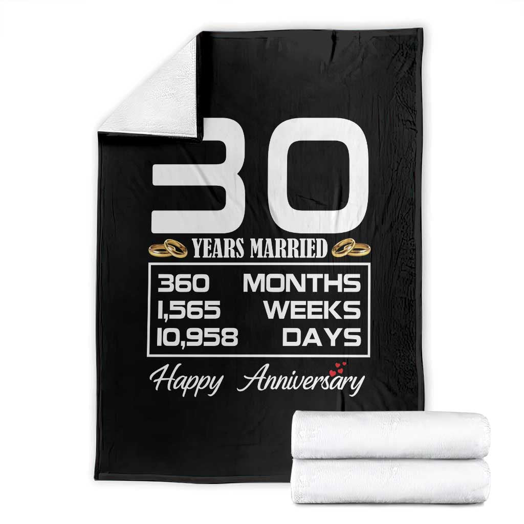 Vintage 30th Wedding Anniversary Throw Blanket Thirty Years Married Gift