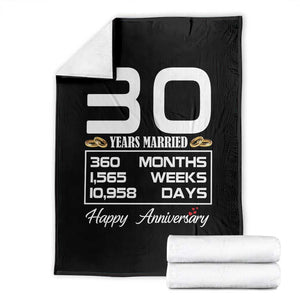 Vintage 30th Wedding Anniversary Throw Blanket Thirty Years Married Gift