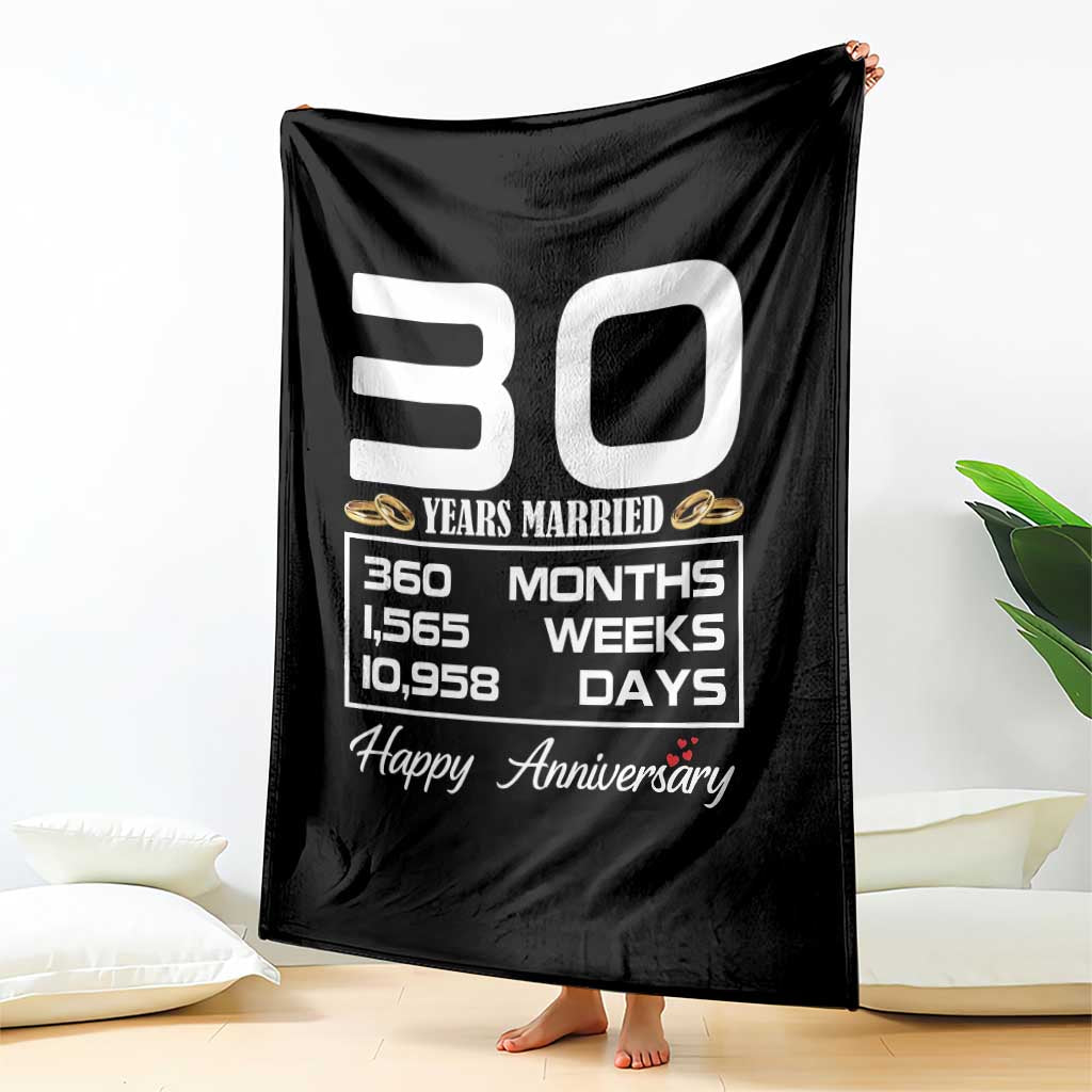 Vintage 30th Wedding Anniversary Throw Blanket Thirty Years Married Gift