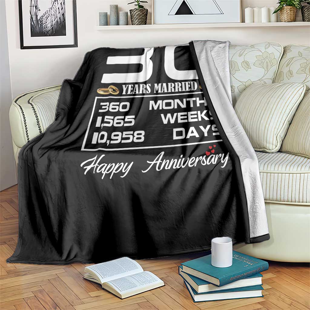 Vintage 30th Wedding Anniversary Throw Blanket Thirty Years Married Gift