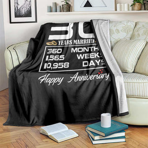 Vintage 30th Wedding Anniversary Throw Blanket Thirty Years Married Gift