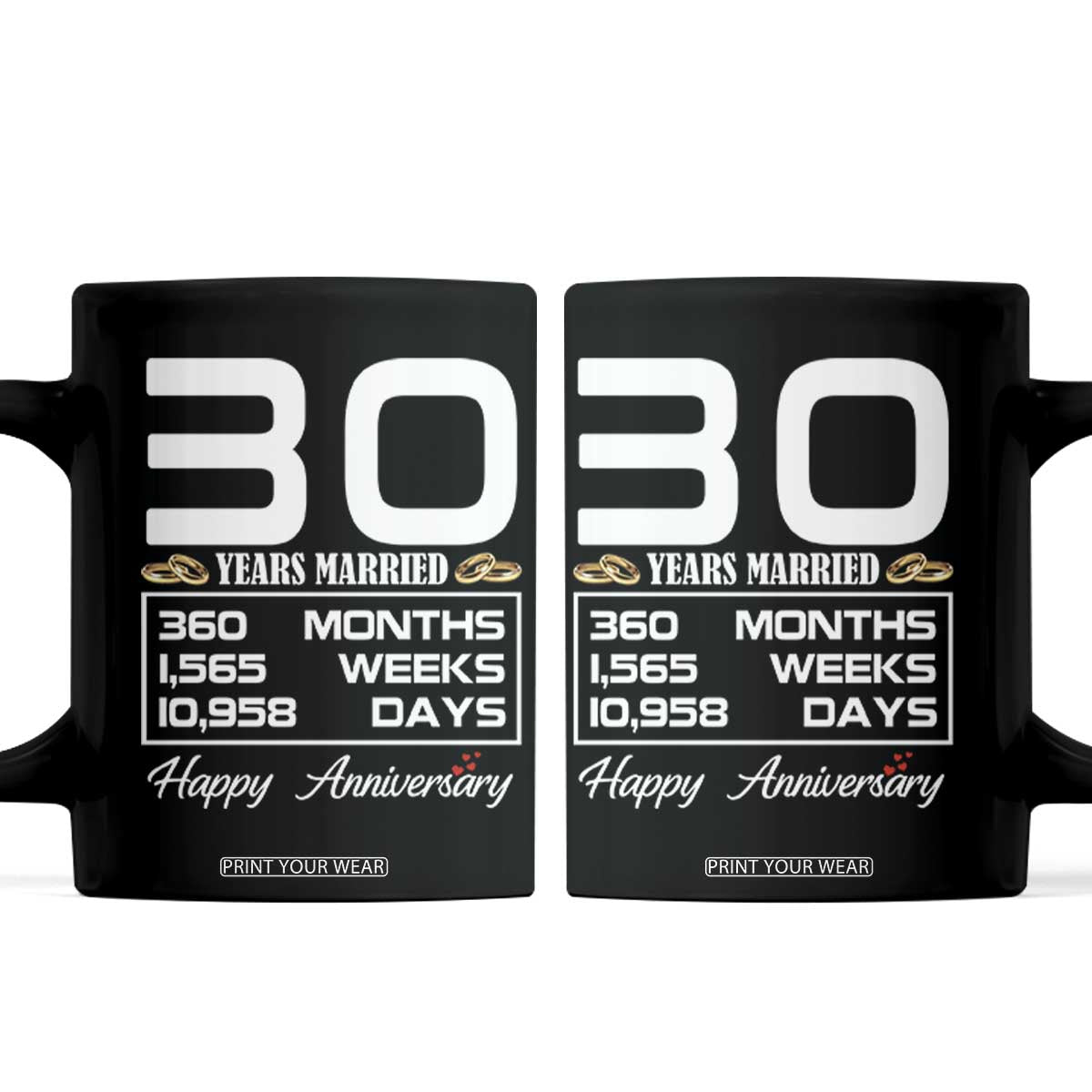 Vintage 30th Wedding Anniversary Coffee Mug Thirty Years Married Gift