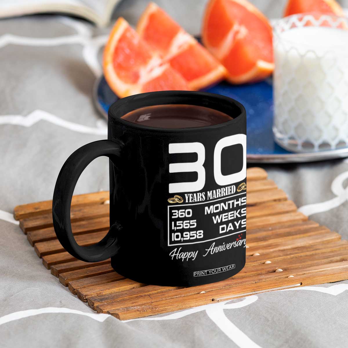Vintage 30th Wedding Anniversary Coffee Mug Thirty Years Married Gift