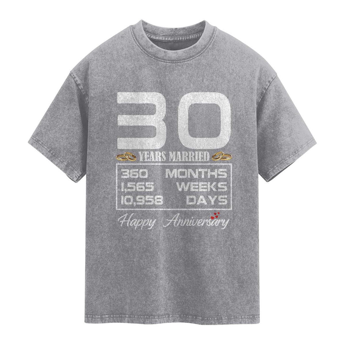 Vintage 30th Wedding Anniversary Washed Cotton T-Shirt Thirty Years Married Gift