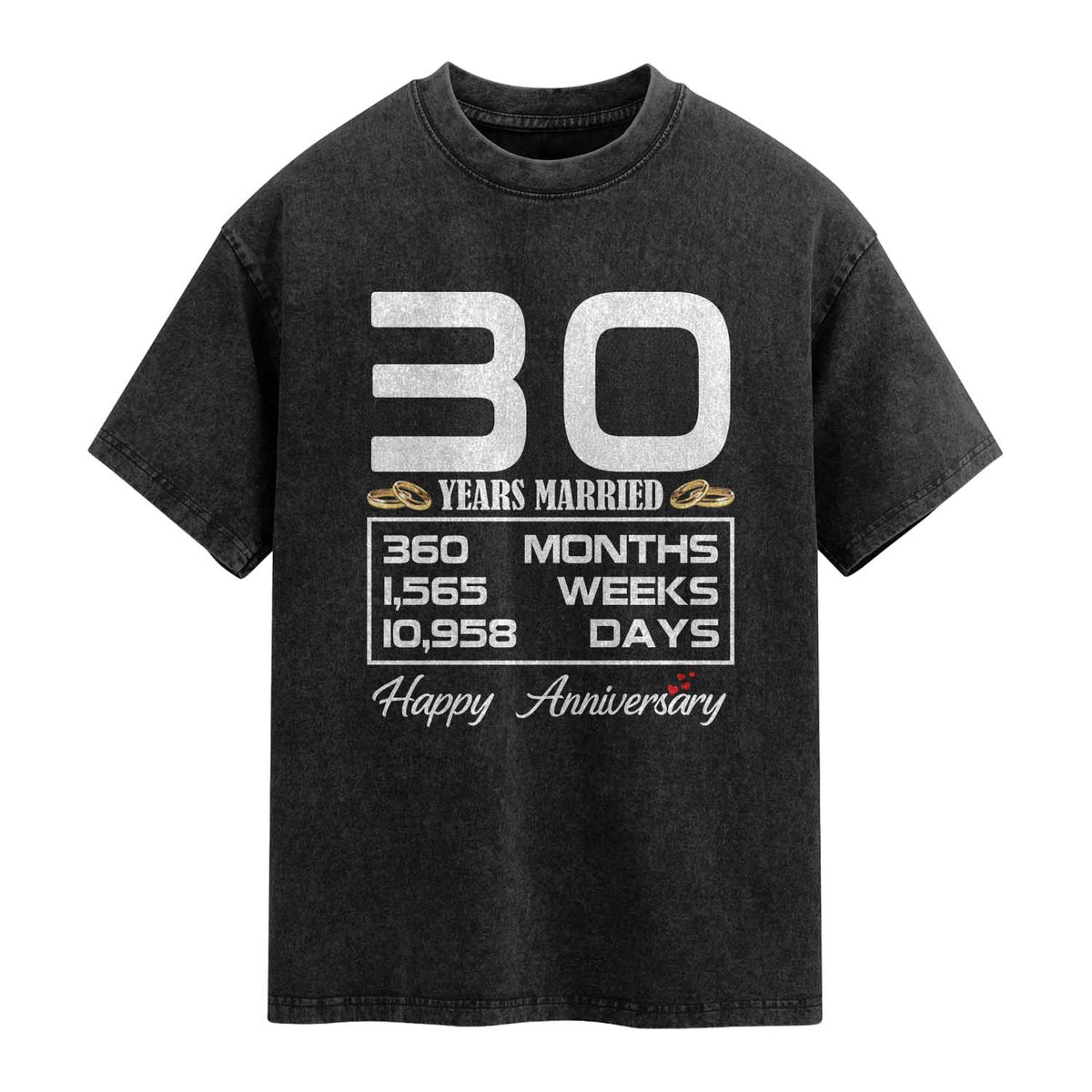 Vintage 30th Wedding Anniversary Washed Cotton T-Shirt Thirty Years Married Gift