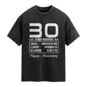 Vintage 30th Wedding Anniversary Washed Cotton T-Shirt Thirty Years Married Gift