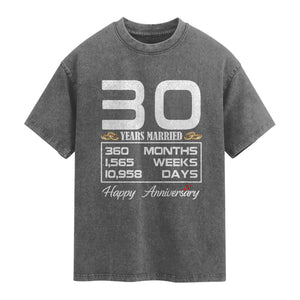 Vintage 30th Wedding Anniversary Washed Cotton T-Shirt Thirty Years Married Gift