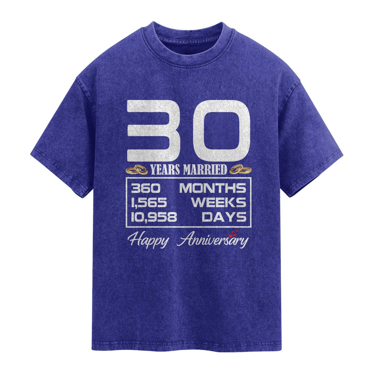 Vintage 30th Wedding Anniversary Washed Cotton T-Shirt Thirty Years Married Gift