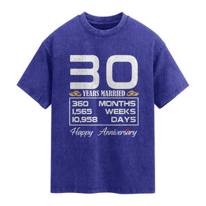 Vintage 30th Wedding Anniversary Washed Cotton T-Shirt Thirty Years Married Gift