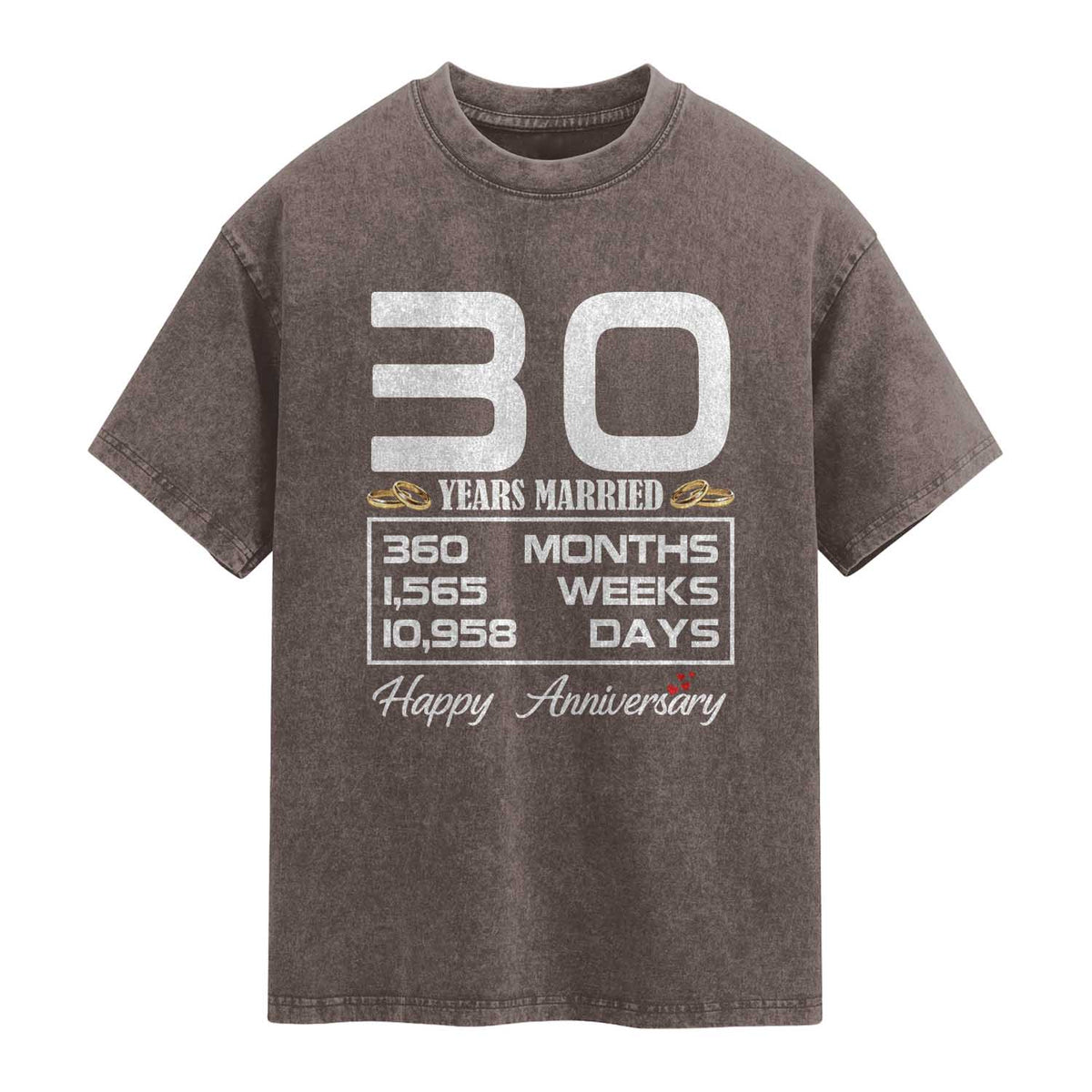Vintage 30th Wedding Anniversary Washed Cotton T-Shirt Thirty Years Married Gift