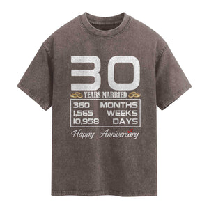 Vintage 30th Wedding Anniversary Washed Cotton T-Shirt Thirty Years Married Gift