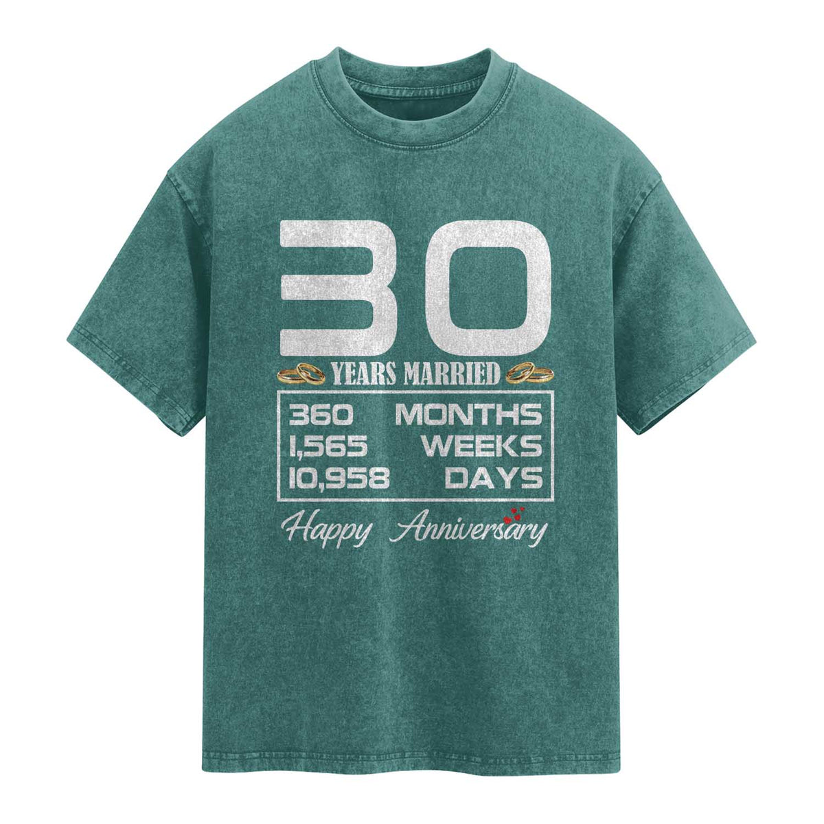 Vintage 30th Wedding Anniversary Washed Cotton T-Shirt Thirty Years Married Gift