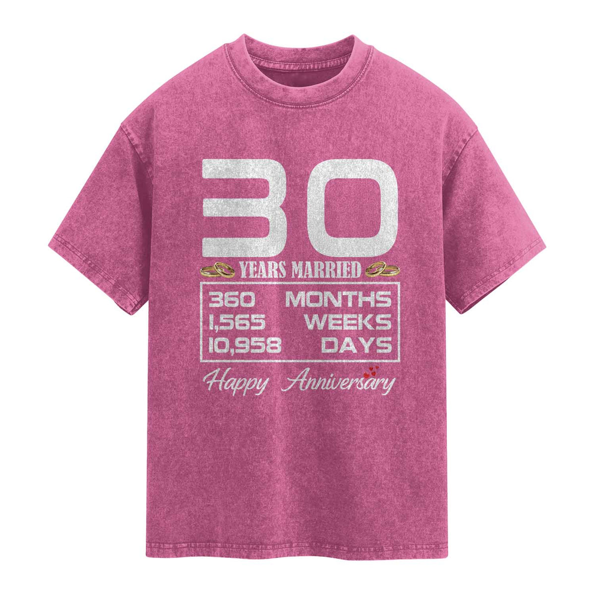 Vintage 30th Wedding Anniversary Washed Cotton T-Shirt Thirty Years Married Gift