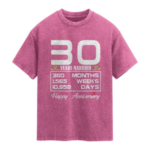 Vintage 30th Wedding Anniversary Washed Cotton T-Shirt Thirty Years Married Gift