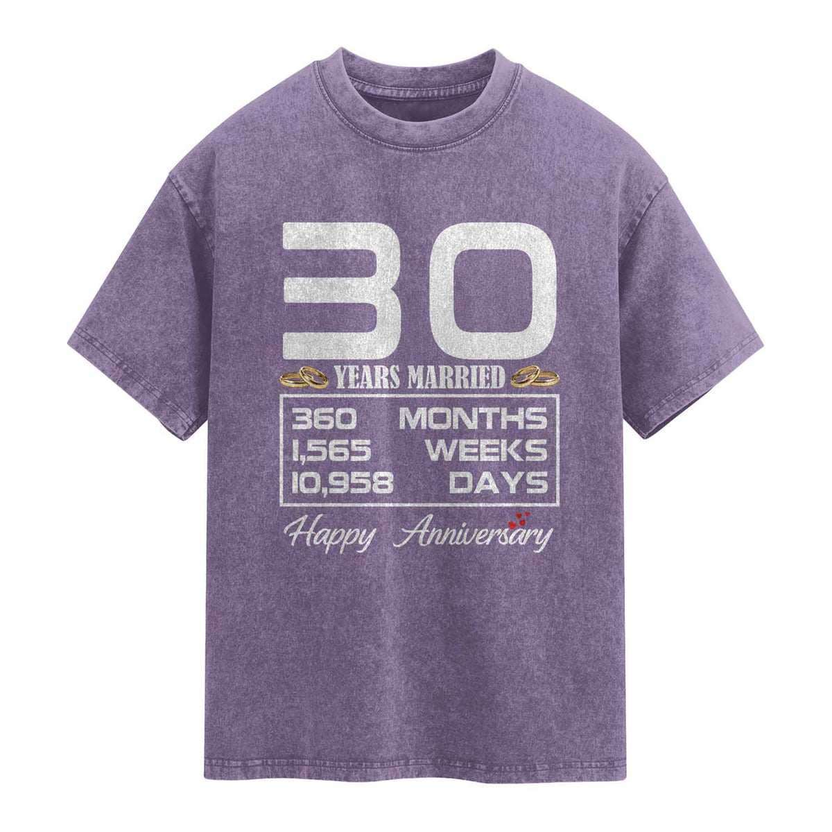 Vintage 30th Wedding Anniversary Washed Cotton T-Shirt Thirty Years Married Gift