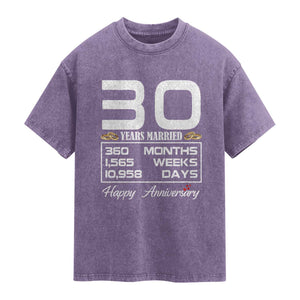 Vintage 30th Wedding Anniversary Washed Cotton T-Shirt Thirty Years Married Gift