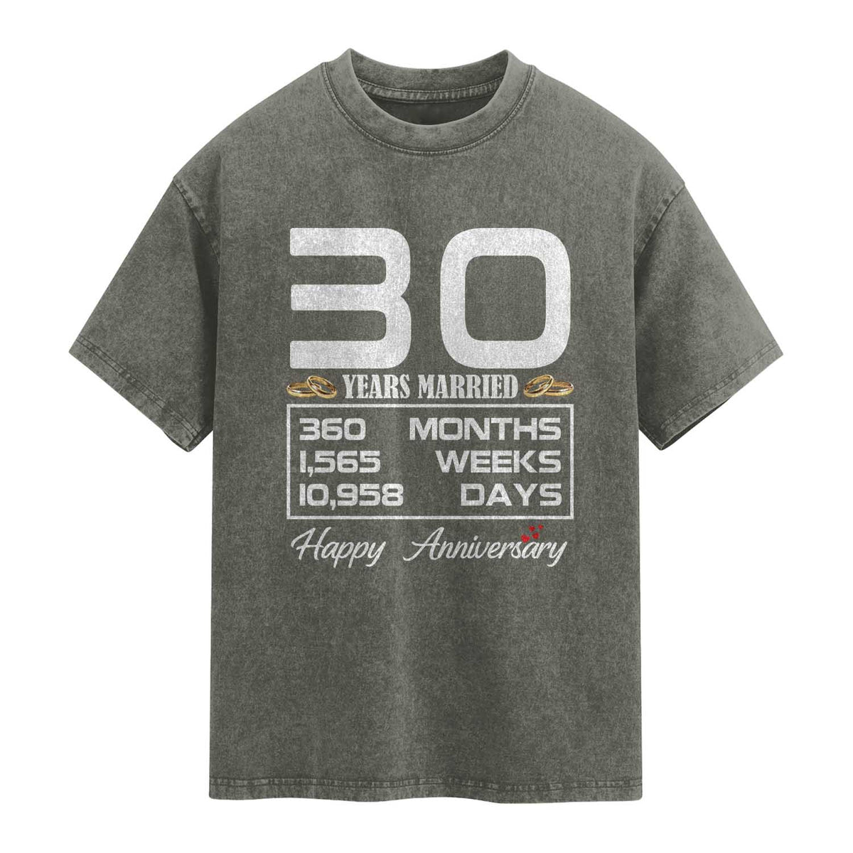Vintage 30th Wedding Anniversary Washed Cotton T-Shirt Thirty Years Married Gift