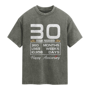 Vintage 30th Wedding Anniversary Washed Cotton T-Shirt Thirty Years Married Gift