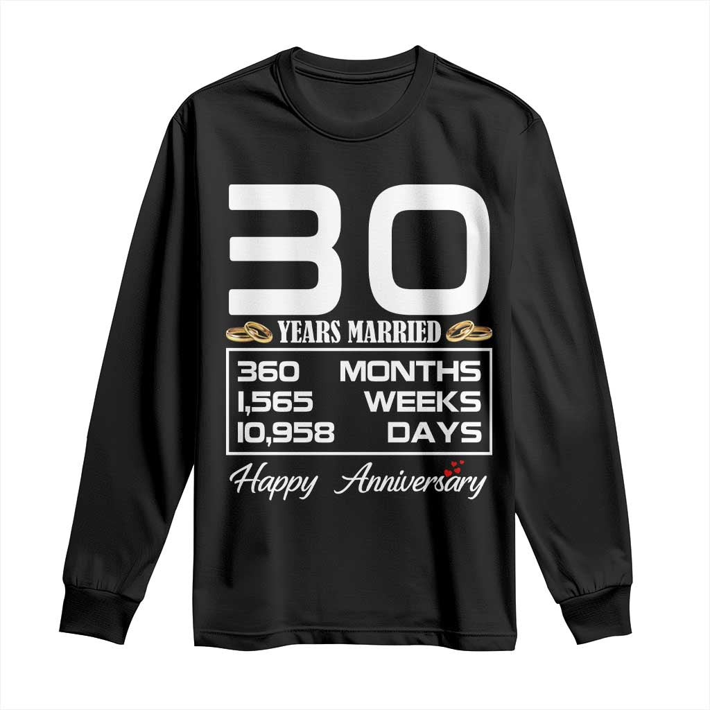 Vintage 30th Wedding Anniversary Long Sleeve Shirt Thirty Years Married Gift