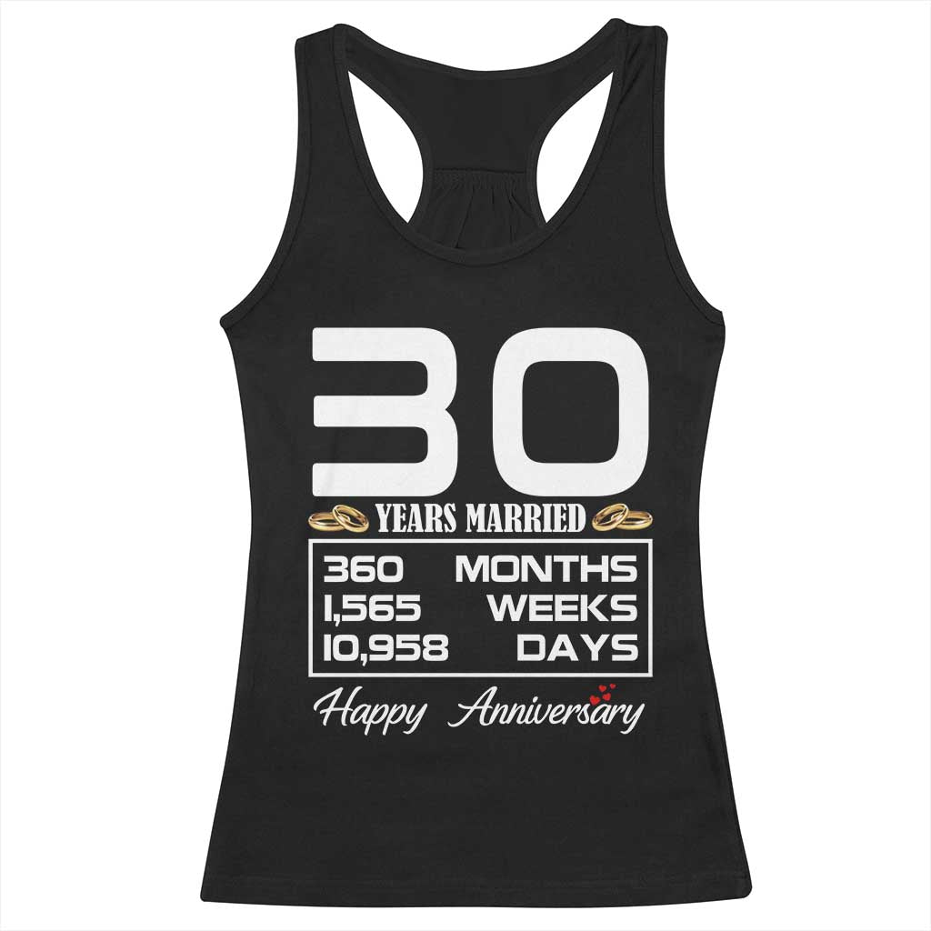 Vintage 30th Wedding Anniversary Racerback Tank Top Thirty Years Married Gift