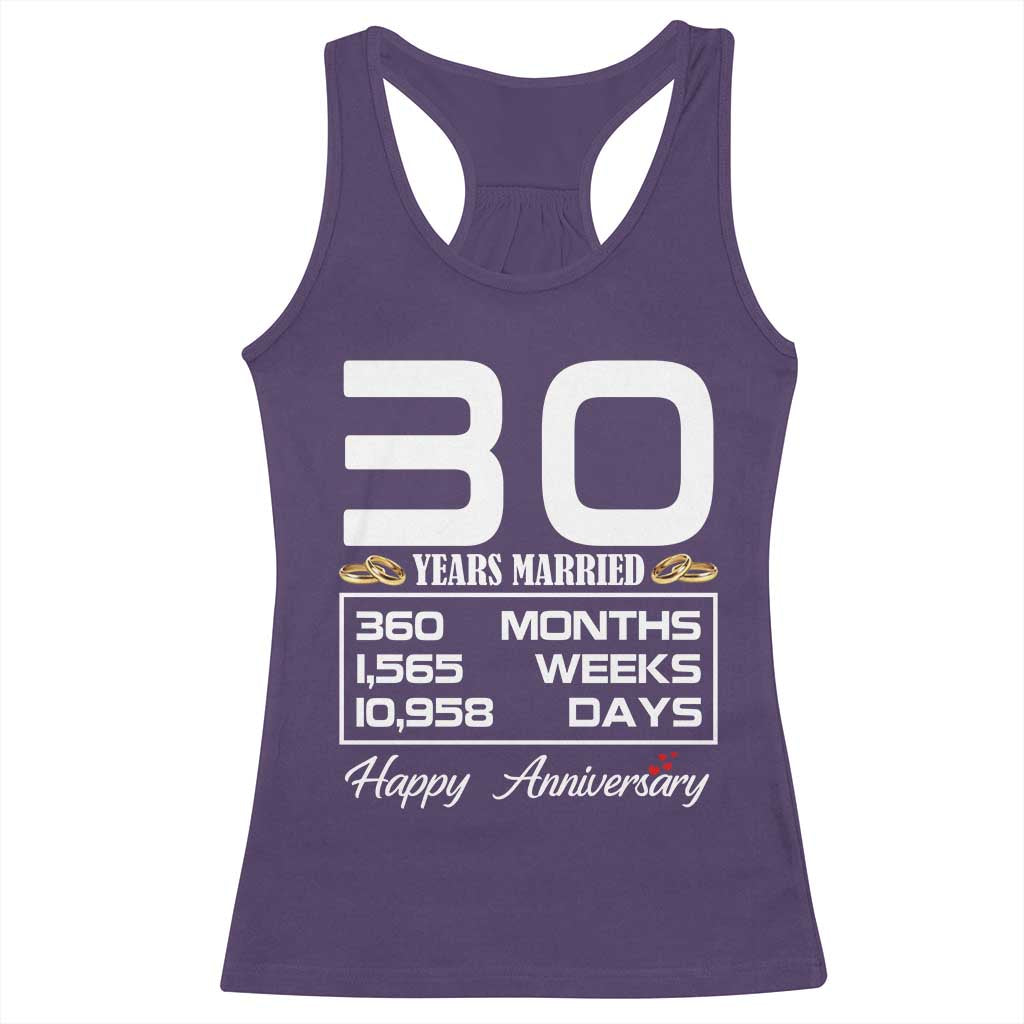 Vintage 30th Wedding Anniversary Racerback Tank Top Thirty Years Married Gift