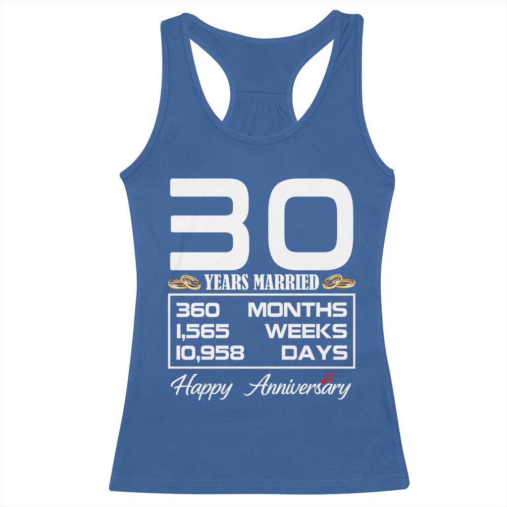 Vintage 30th Wedding Anniversary Racerback Tank Top Thirty Years Married Gift