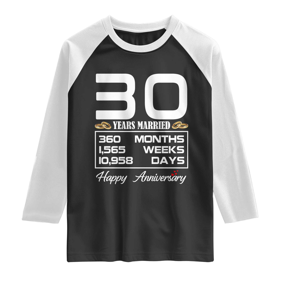 Vintage 30th Wedding Anniversary Raglan Shirt Thirty Years Married Gift
