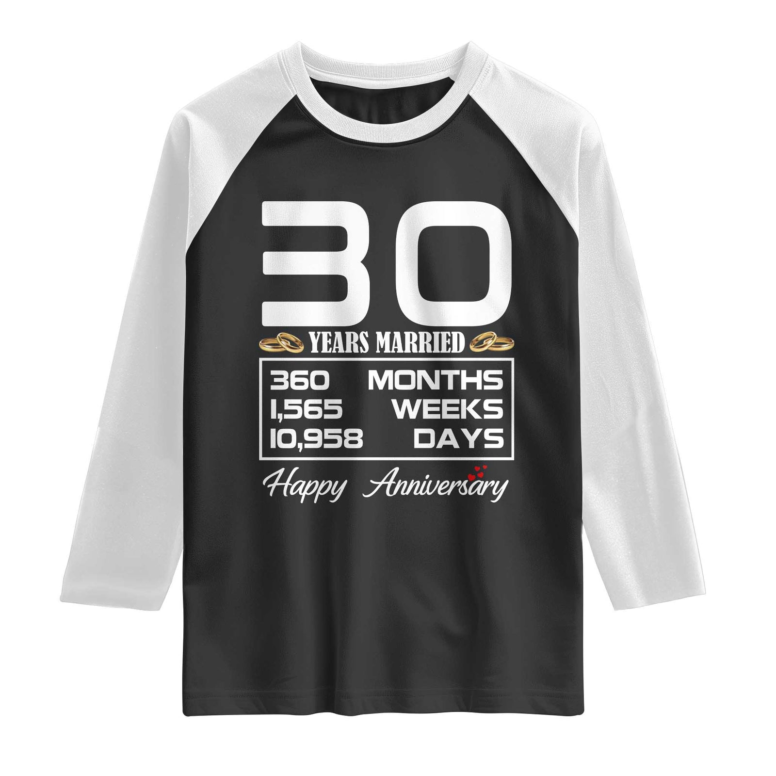 Vintage 30th Wedding Anniversary Raglan Shirt Thirty Years Married Gift