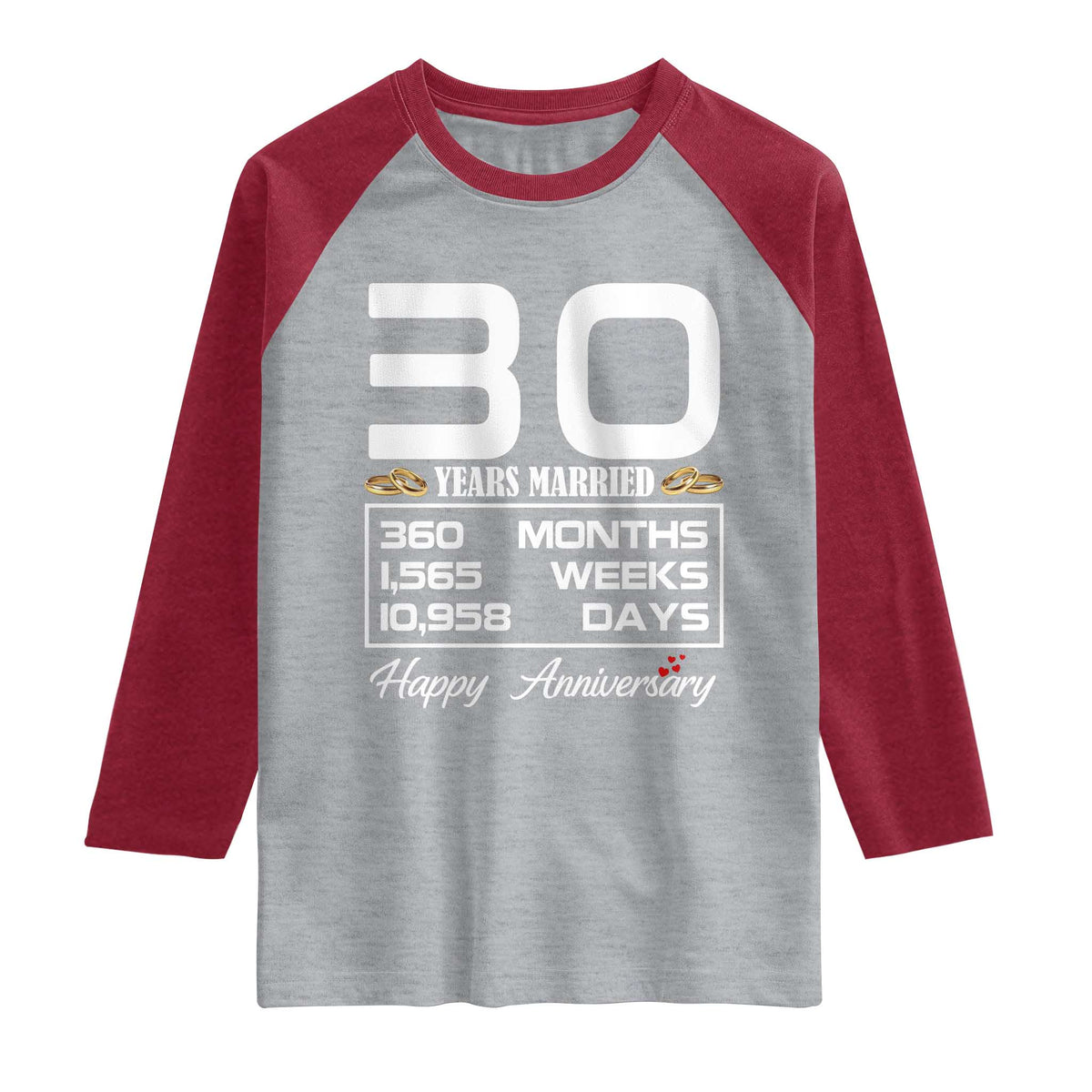 Vintage 30th Wedding Anniversary Raglan Shirt Thirty Years Married Gift