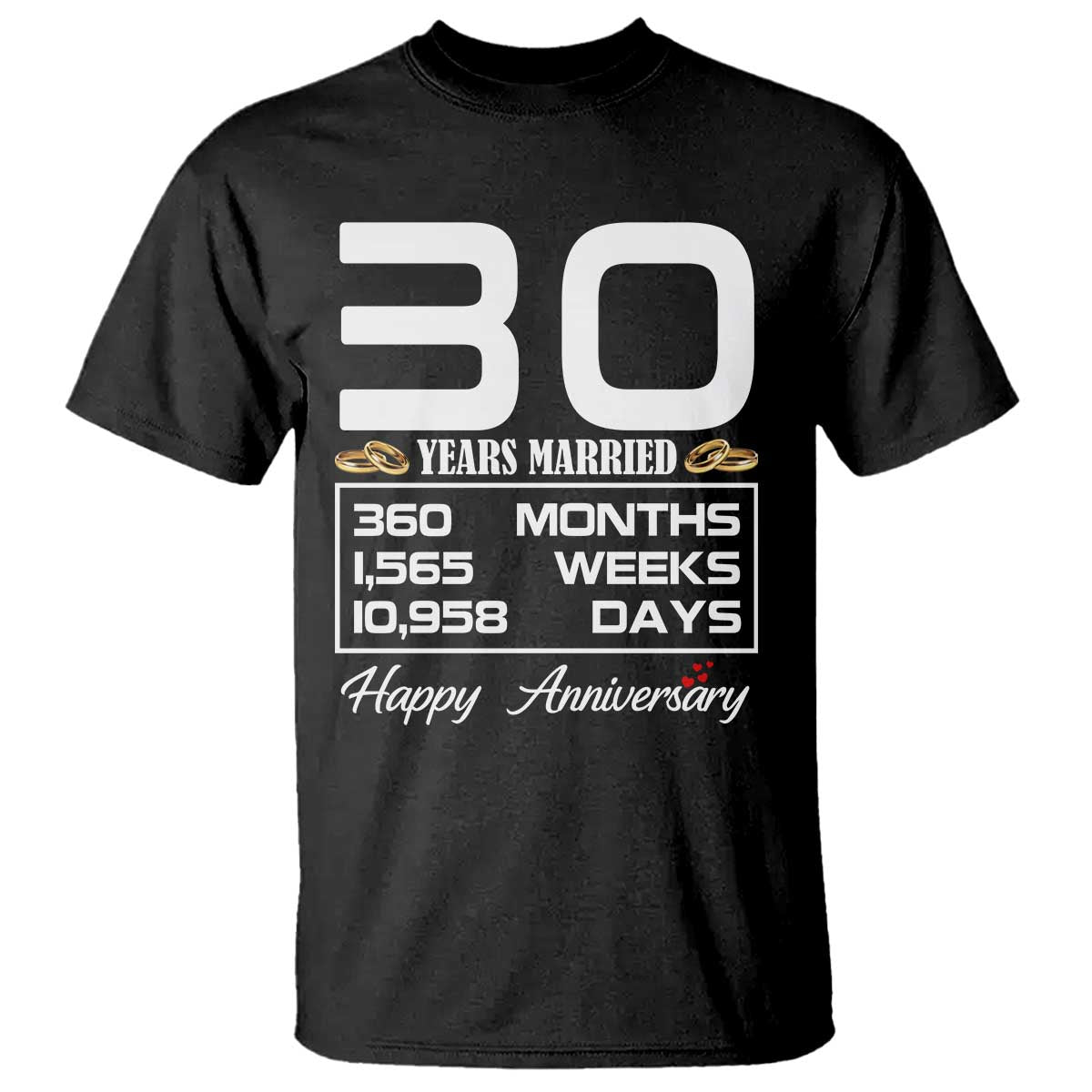 Vintage 30th Wedding Anniversary T Shirt Thirty Years Married Gift