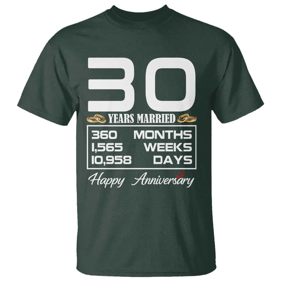 Vintage 30th Wedding Anniversary T Shirt Thirty Years Married Gift
