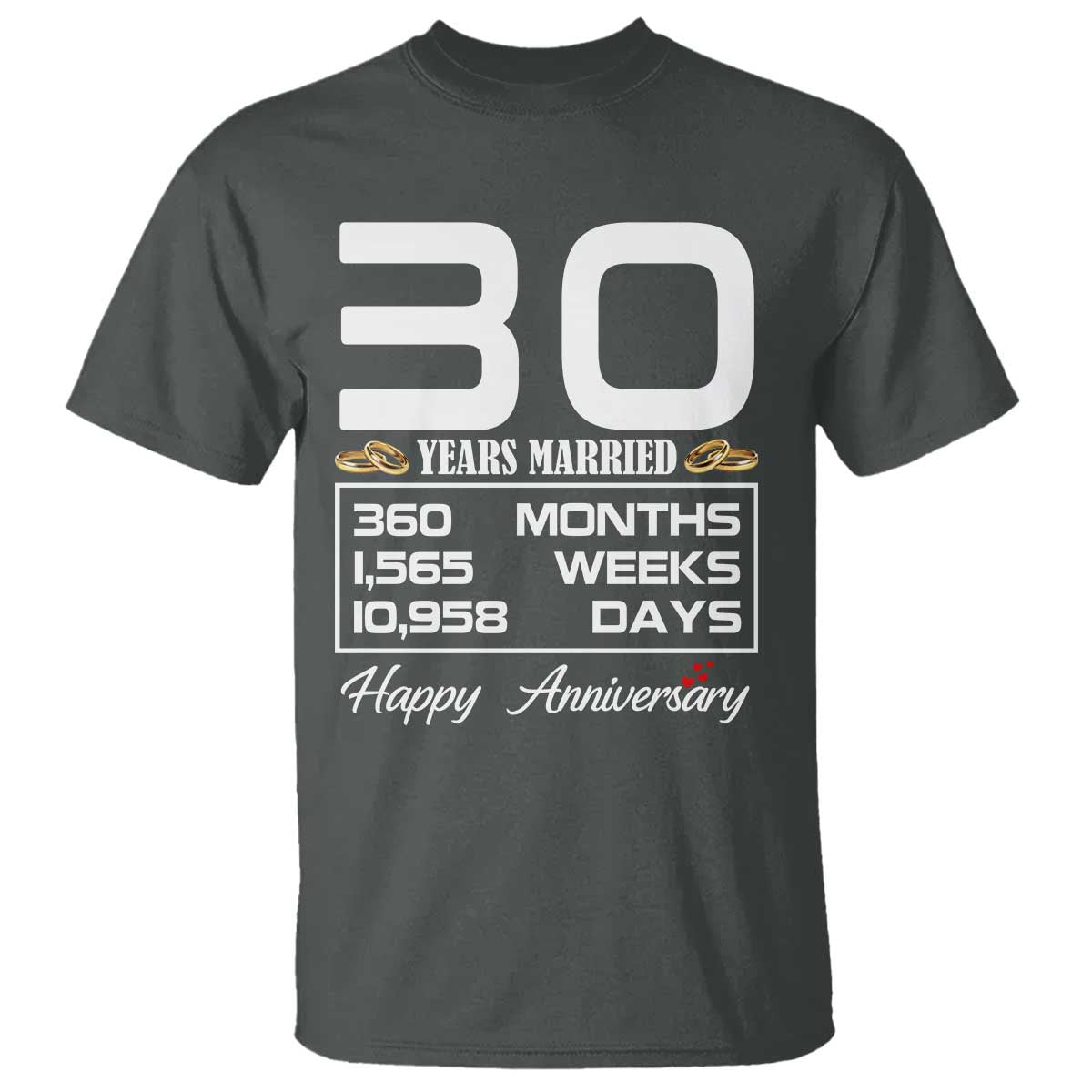 Vintage 30th Wedding Anniversary T Shirt Thirty Years Married Gift