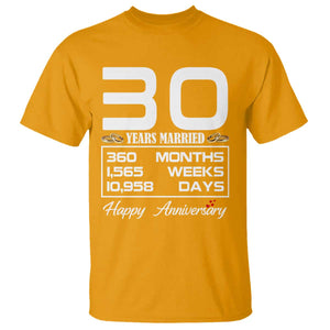 Vintage 30th Wedding Anniversary T Shirt Thirty Years Married Gift